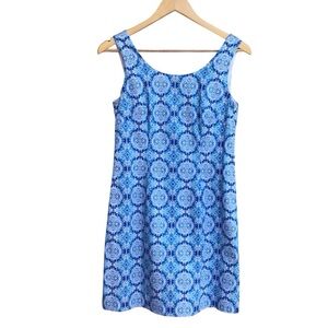 Kaeli Smith Blue Geometric Sleeveless Sheath Dress Size 4 NEW